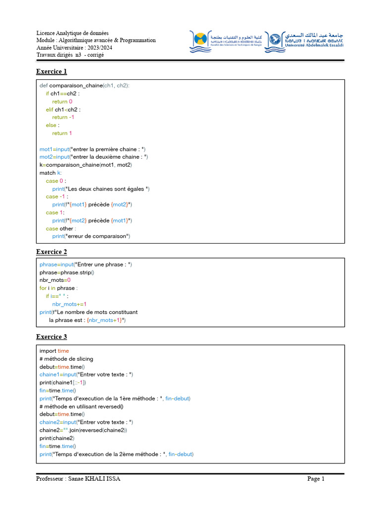 Exercices de programmation en Python | PDF