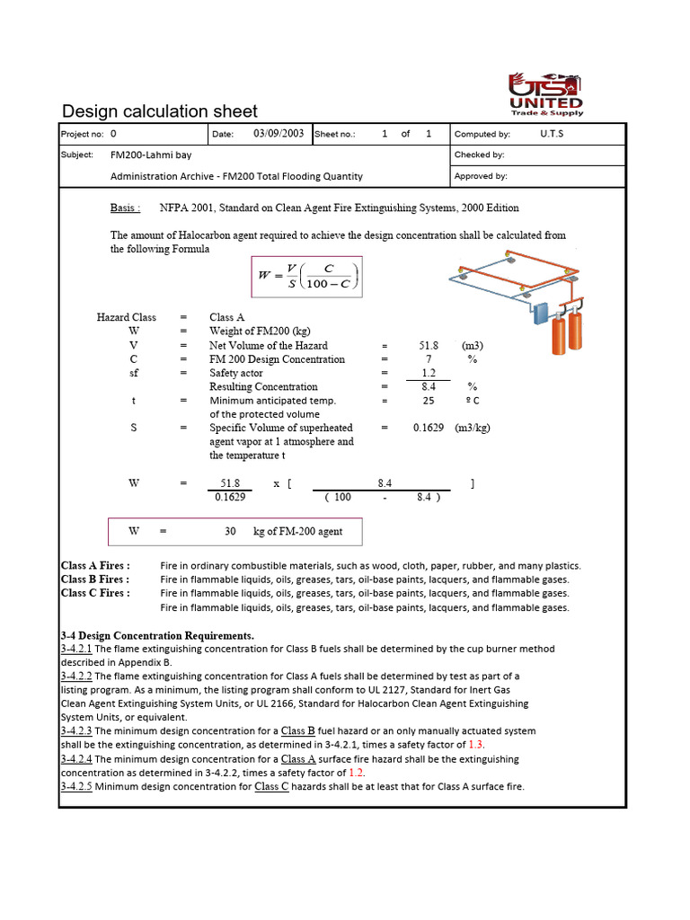 Design Calculation Sheet | PDF | Fires | Chemical Process Engineering