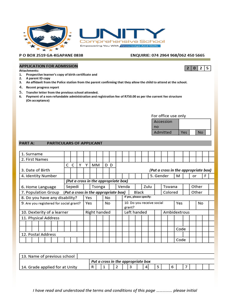 Application Form - Docx Unity Comprehensive School-3 | PDF | Justice ...