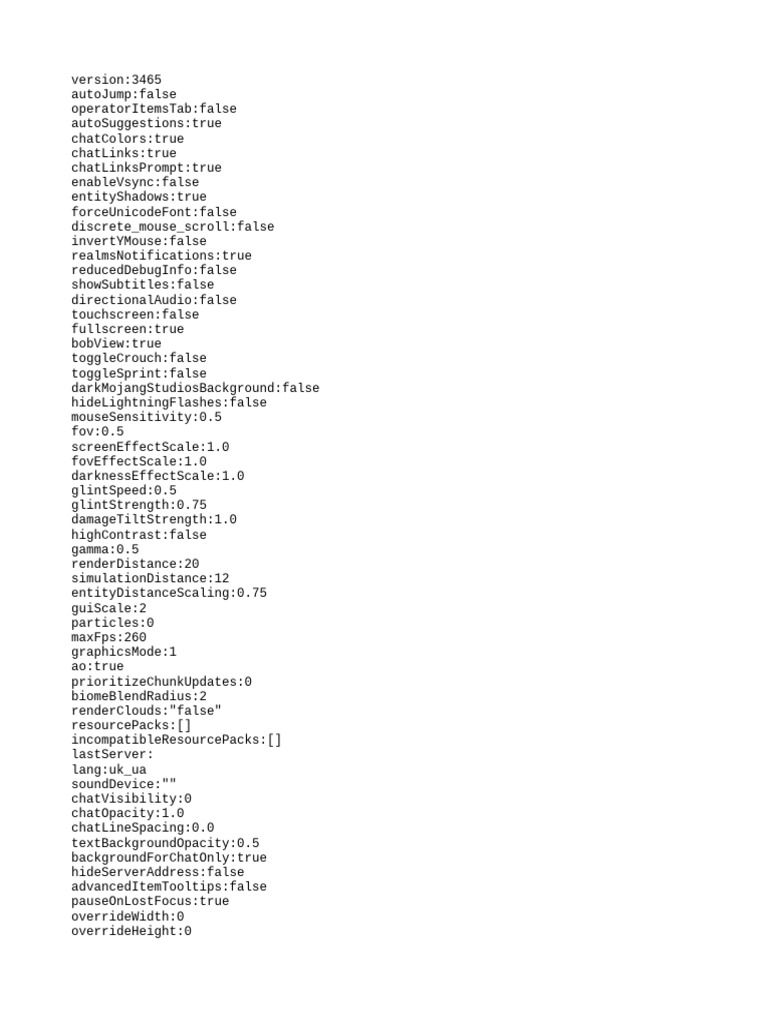 Minecraft Settings Configuration Guide | PDF