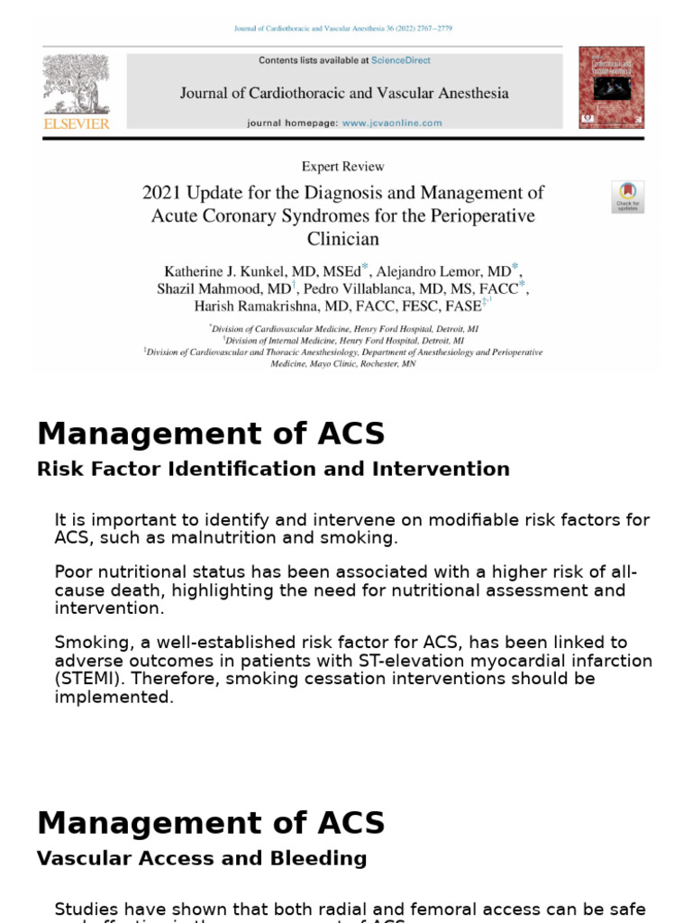 ACS Management: Risk Factors & Interventions | PDF