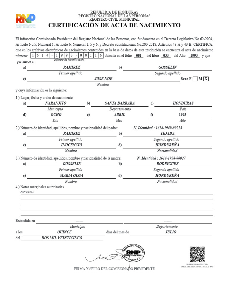 SIN RNP Acta Nac 1-20250715 135355 | PDF | Gobierno
