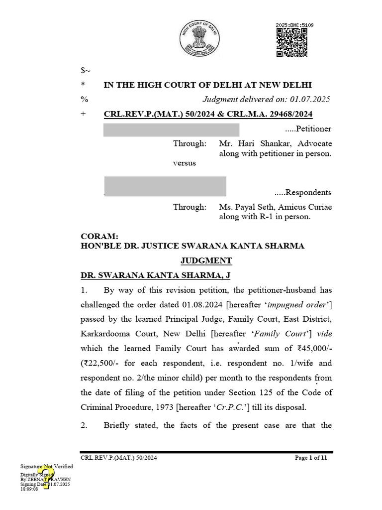 0adelayed Maintenance Violates Wife and Childs Dignity Delhi HC | PDF ...