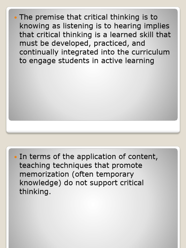 Enhancing Critical Thinking in Education | PDF