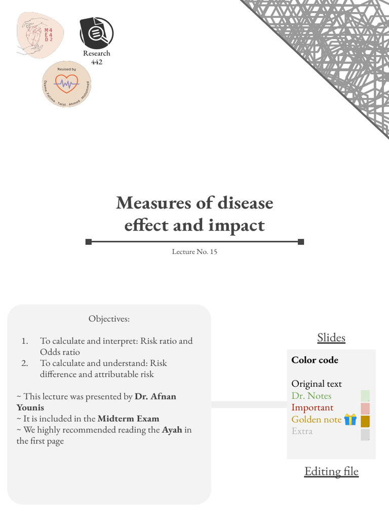 Measures of Disease Effect and Impact | PDF | Relative Risk | Medical ...