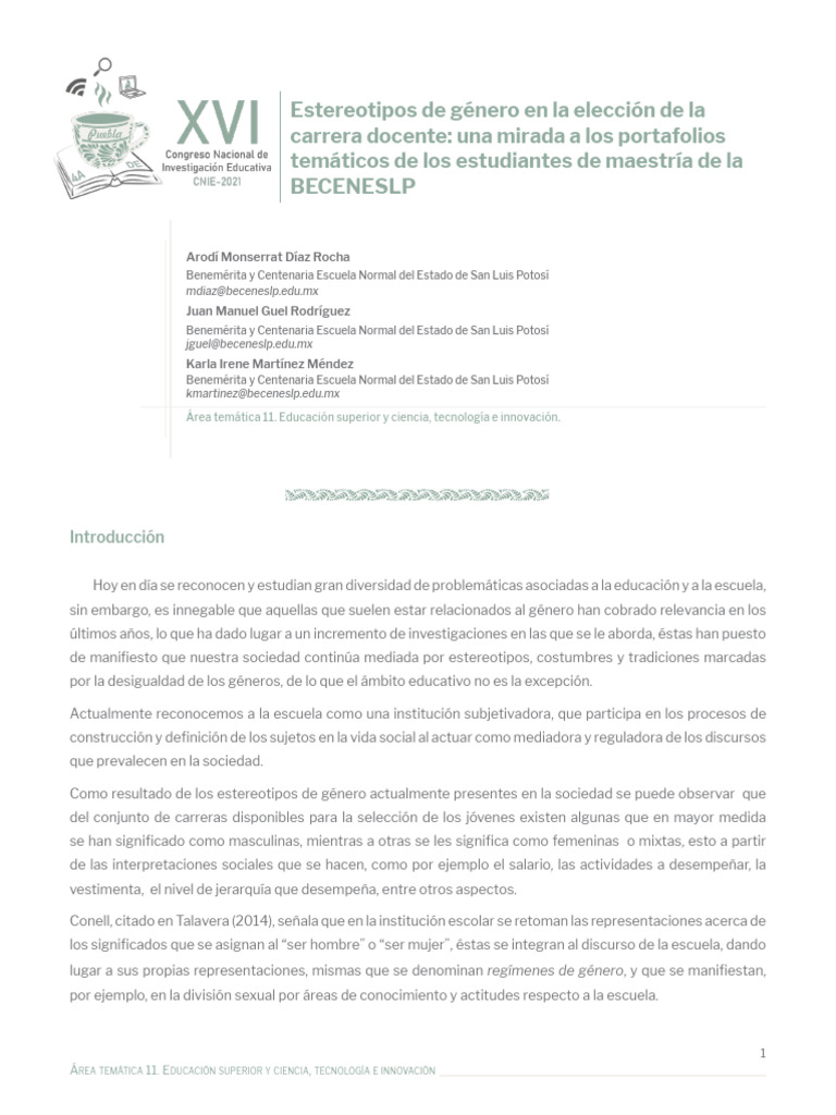 Estereotipos de género en la carrera docente | PDF | Enseñando | Maestros