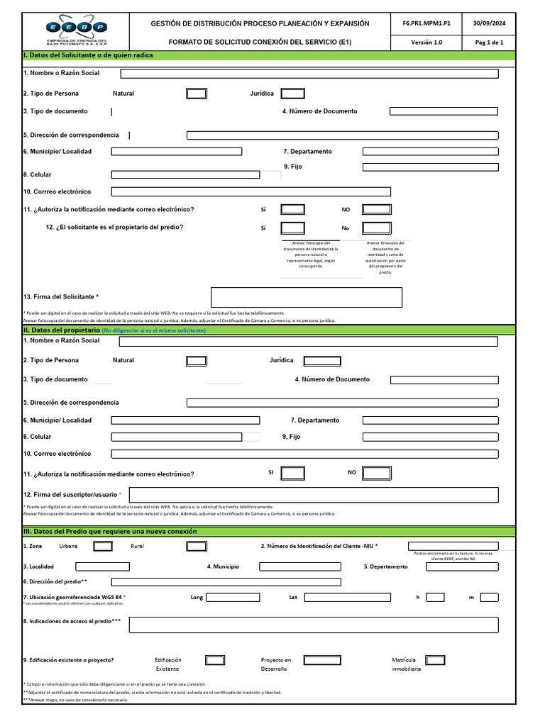 Formato E1 para Solicitud de Conexión CFE | PDF | Telefonía móvil ...