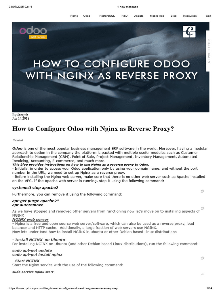 Odoo Nginx Reverse Proxy Setup Guide | PDF | Web Server | Internet & Web