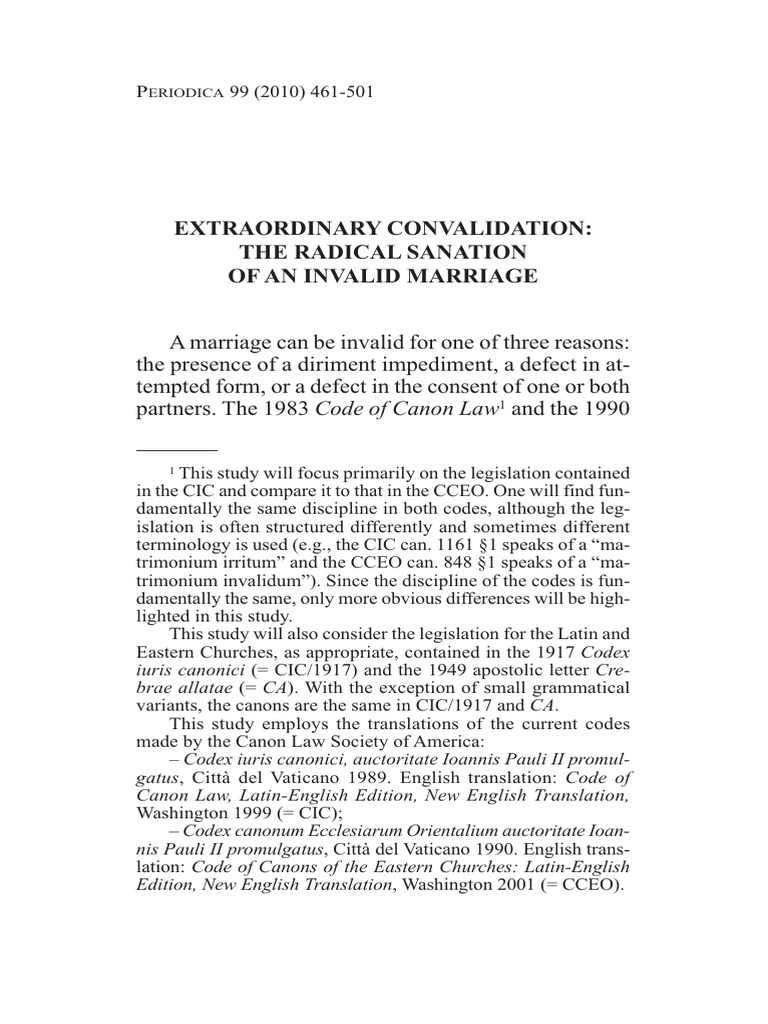 Radical Sanation of Invalid Marriages | PDF | Catholic Church | Marriage