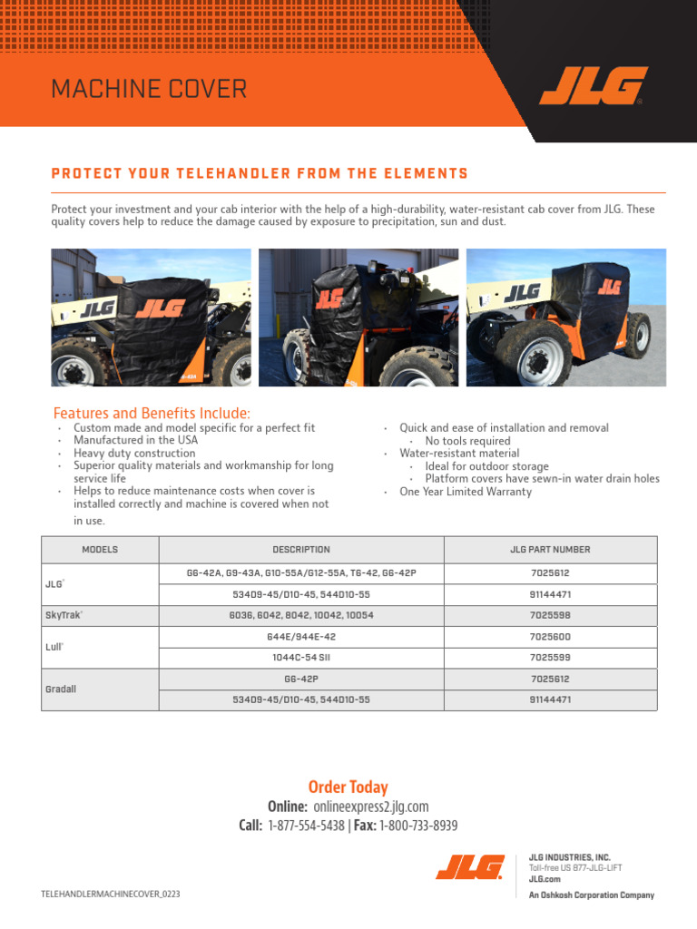 Durable Telehandler Machine Covers | PDF