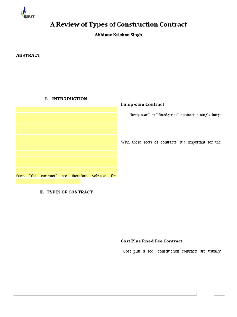 Types of Construction Contracts Explained | PDF | Business | Private Law