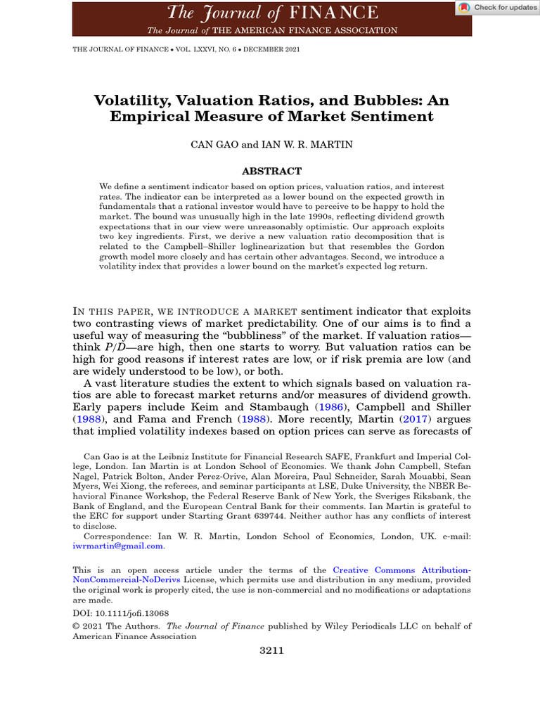 The Journal of Finance - 2021 - GAO - Volatility Valuation Ratios and ...