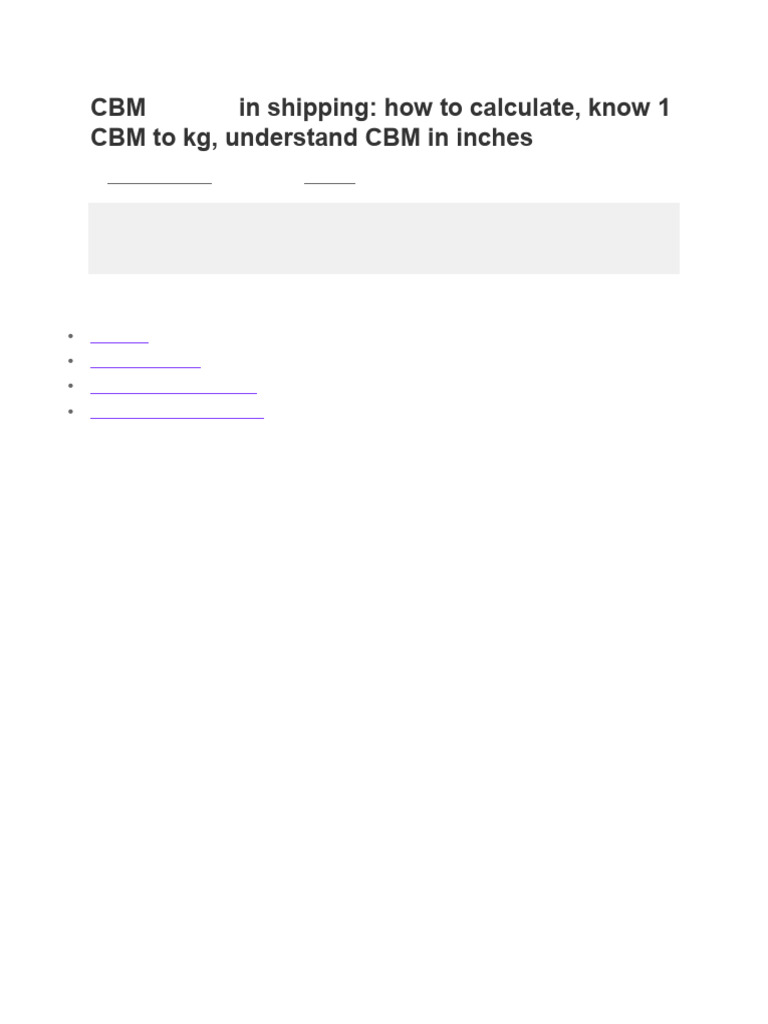 Understanding CBM in Shipping Calculations | PDF | Quantity