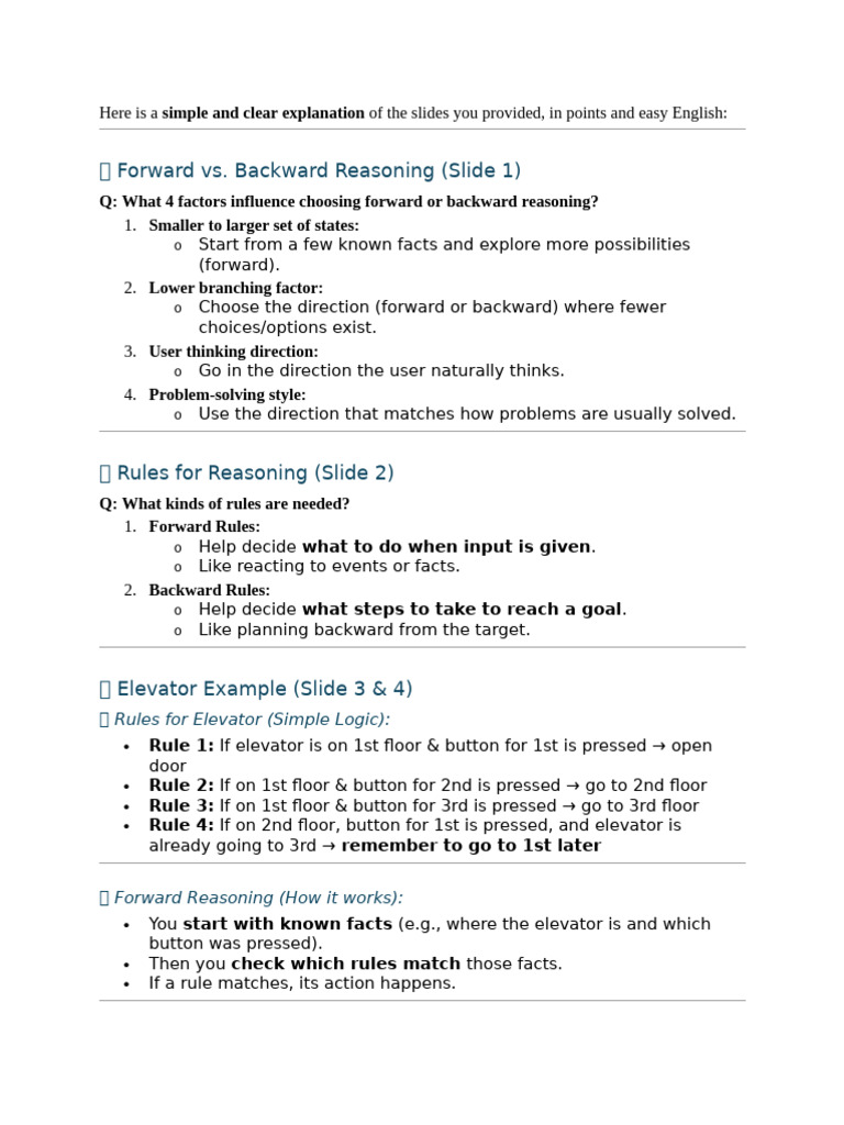 Forward vs. Backward Reasoning Explained | PDF | Elevator | Reason