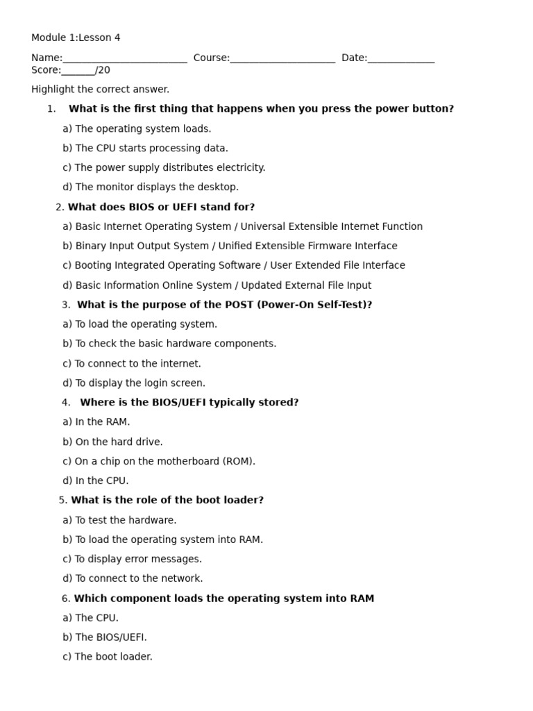 Module 1-Activity 4 | PDF | Bios | Booting