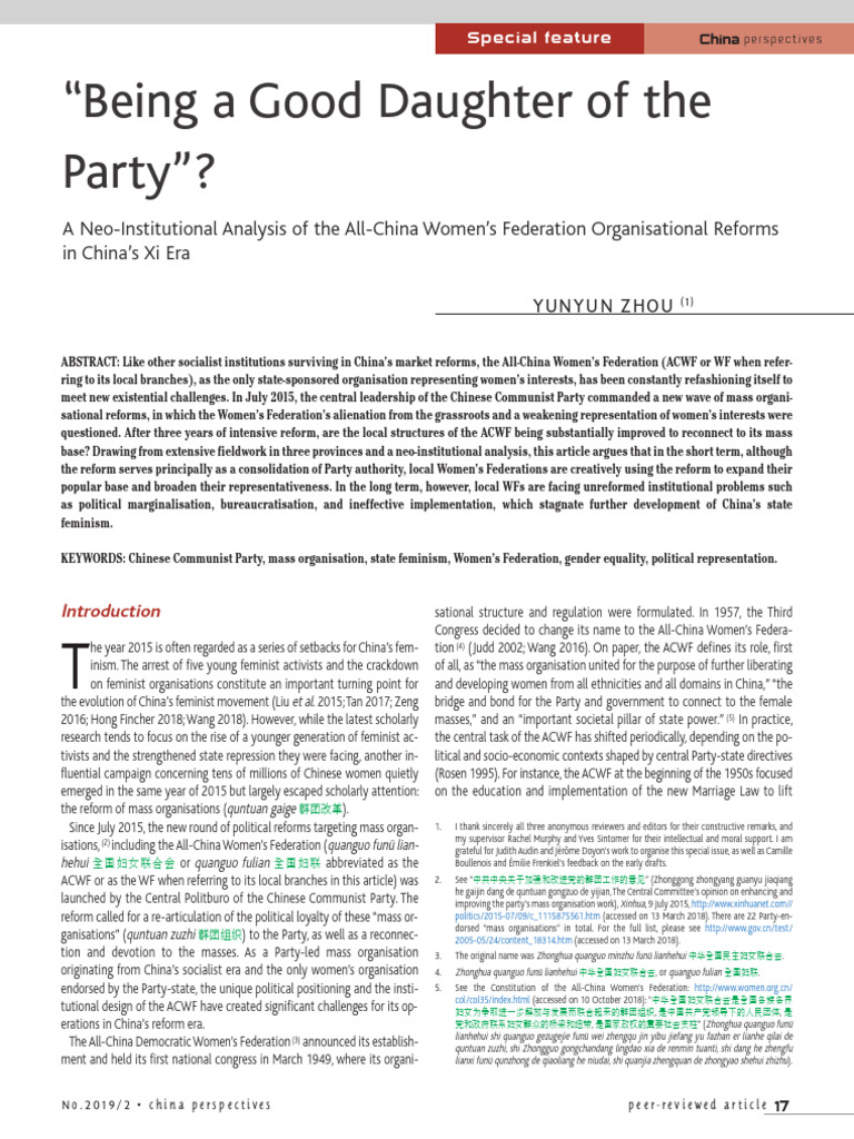 ACWF Reforms and China's Feminism | PDF | China | World Politics