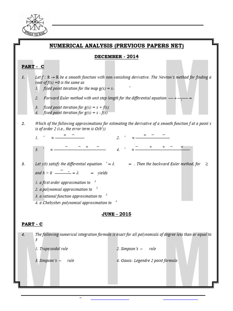 Numerical Analysis PYPs December 2014 To December 2023 4.4.2024 ...