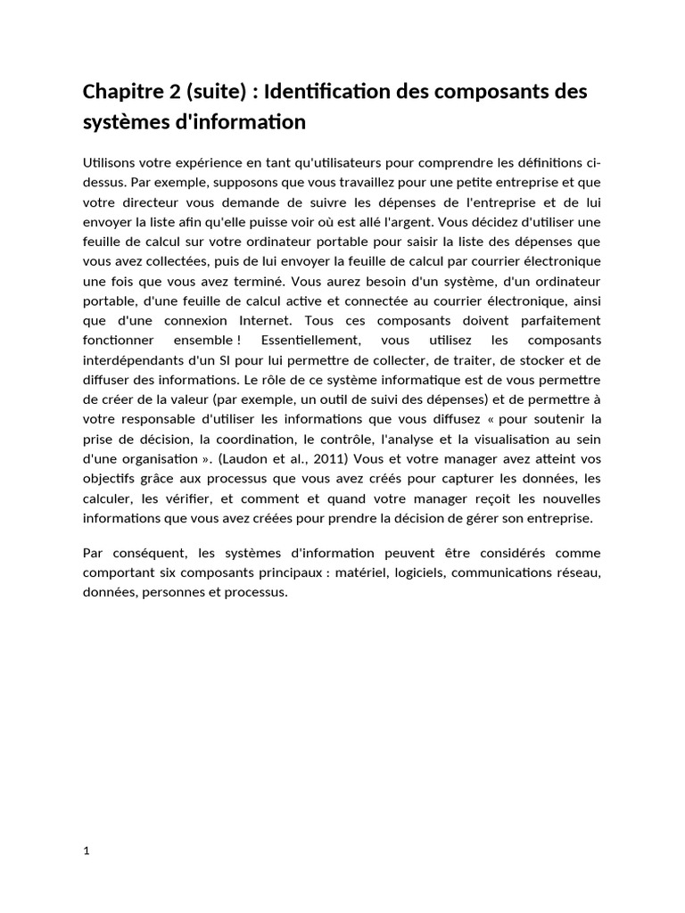 Composants clés des systèmes d'information | PDF | Informatique ...