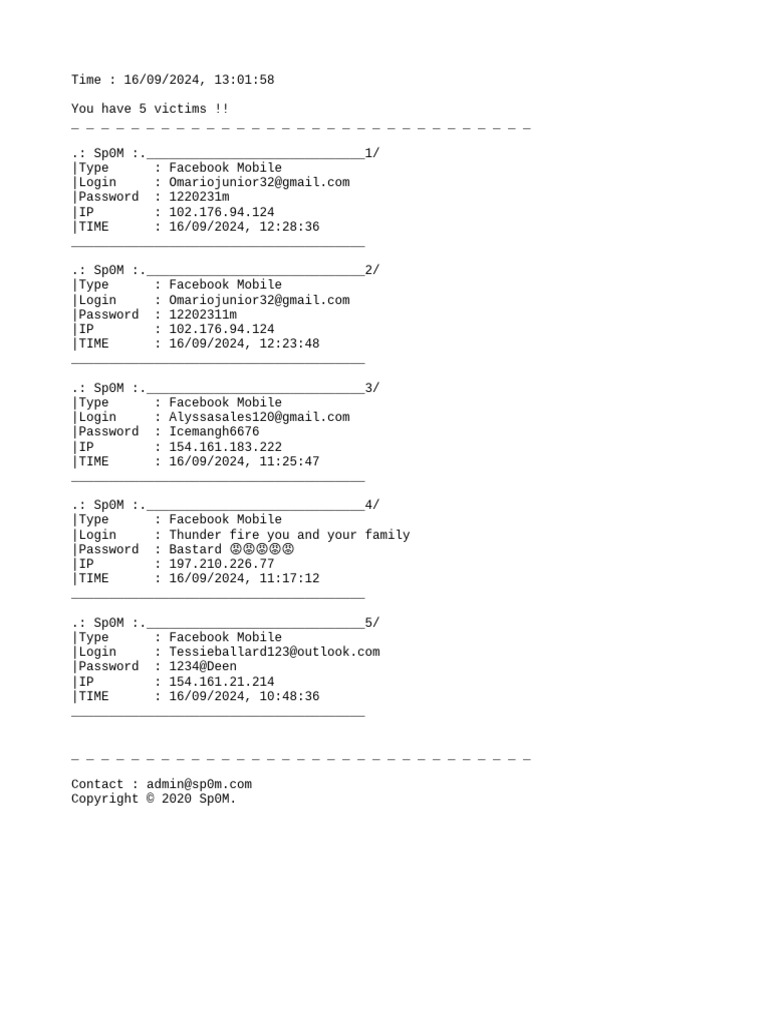 Sp0m Victims (2024 - 9 - 16) | PDF