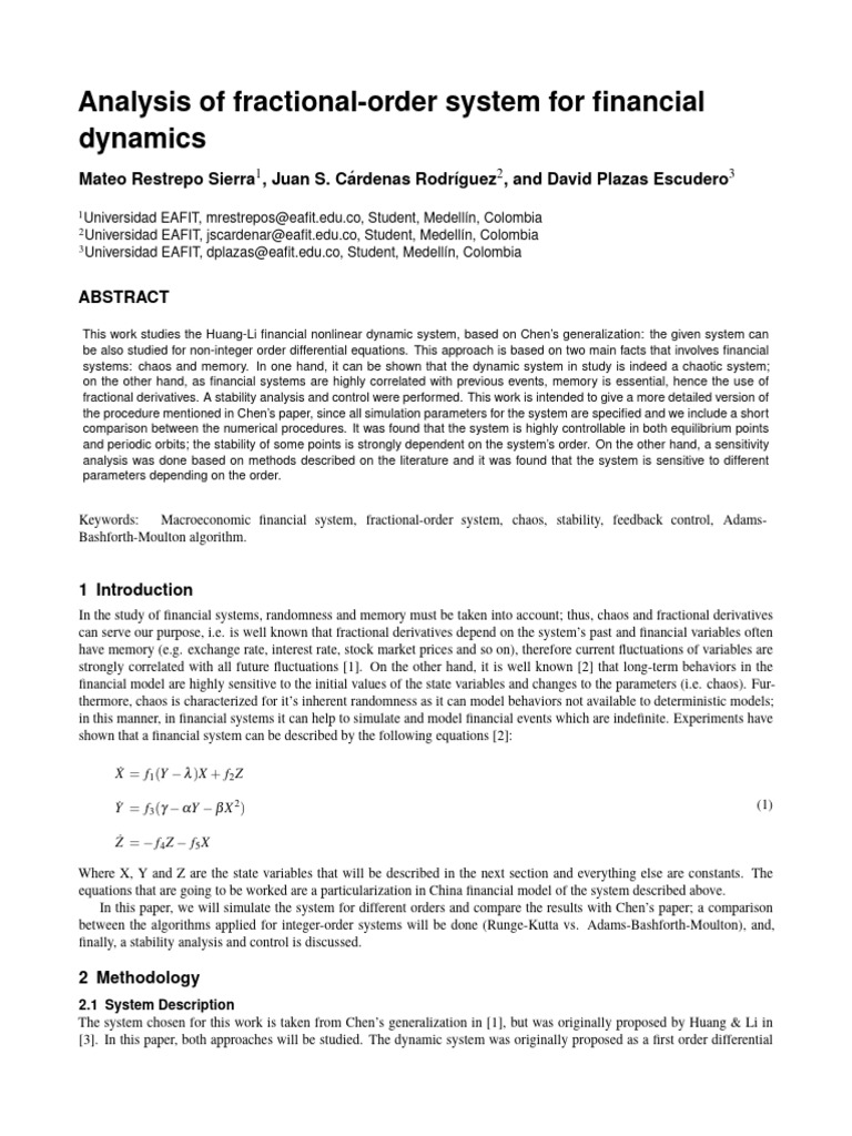 Fractional-Order Analysis in Finance | PDF | Chaos Theory | Stability ...