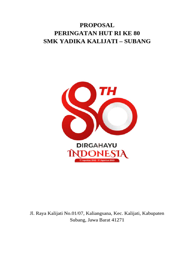 Proposal Peringatan HUT RI ke-80 SMK Yadika | PDF