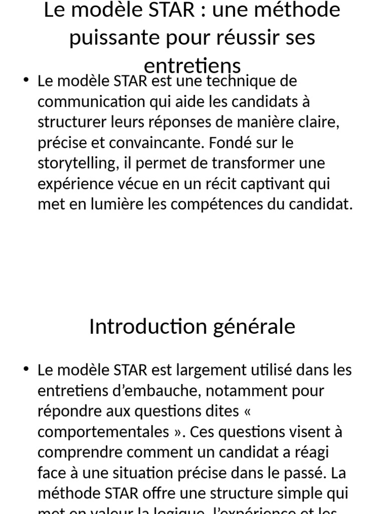 Réussir avec le modèle STAR en entretien | PDF | Entretien d'embauche