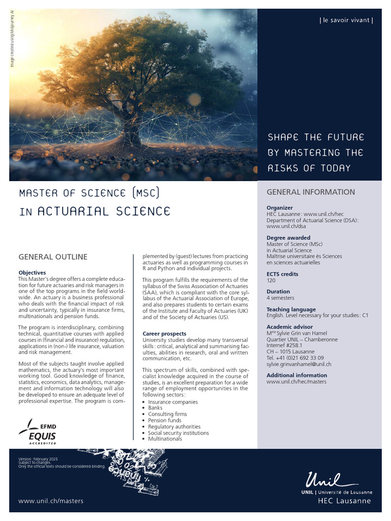 Master Actuarial Science 25 | PDF | Actuarial Science | Actuary