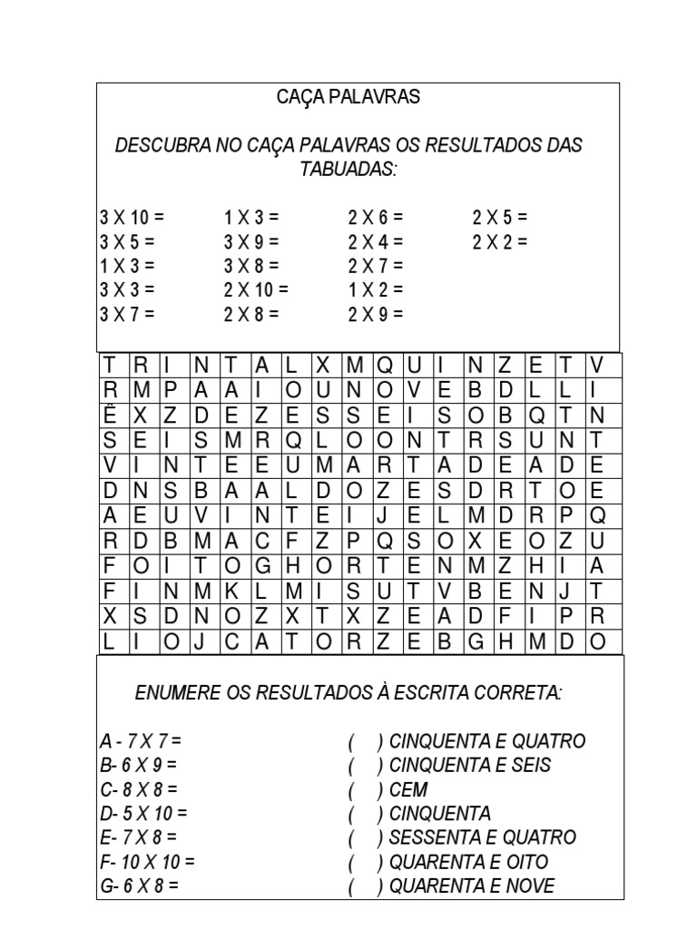 Caça-Palavras de Matemática