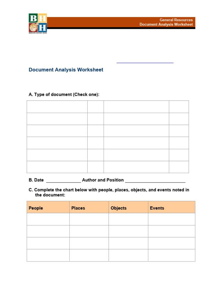 Document Analysis Worksheet Guide | PDF