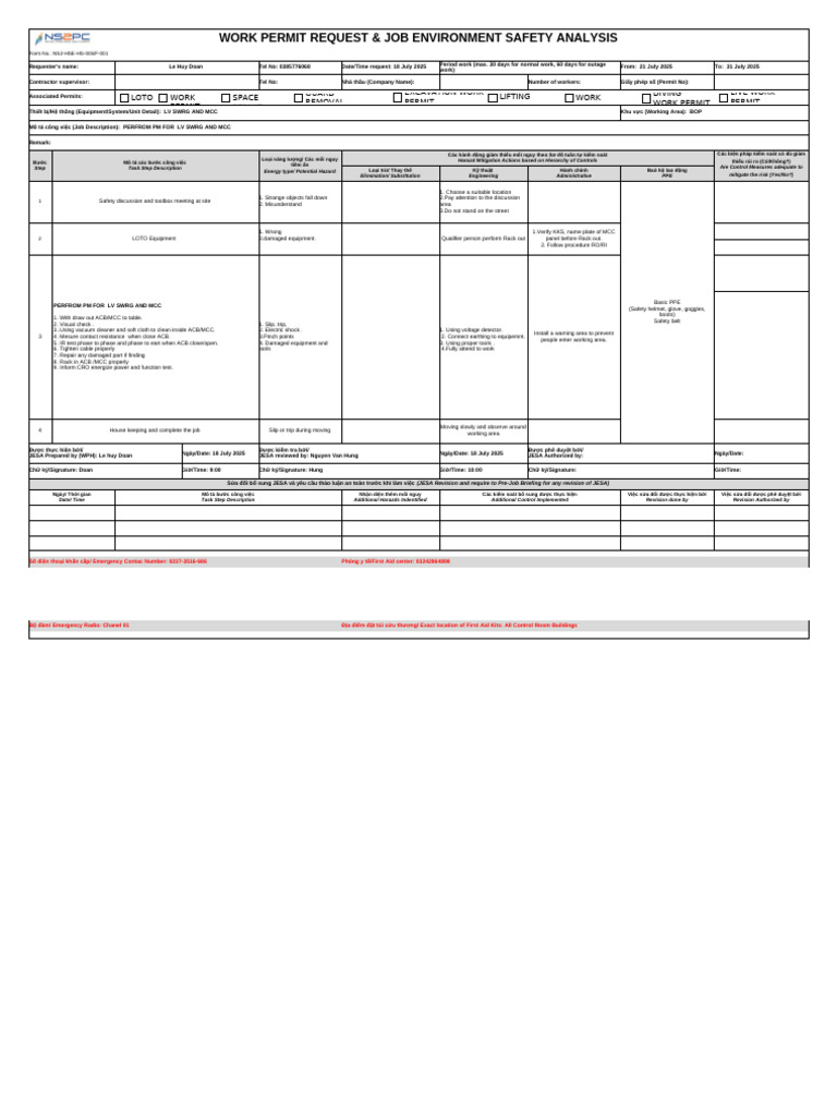 Perform PM For LV SWGR and MCC | PDF