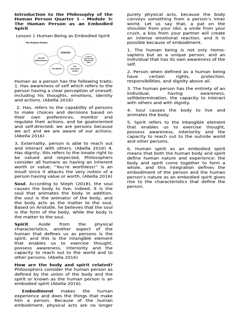 Q1 Module 3-4 (Hand-Out) & Worksheet | PDF | Soul | Natural Environment