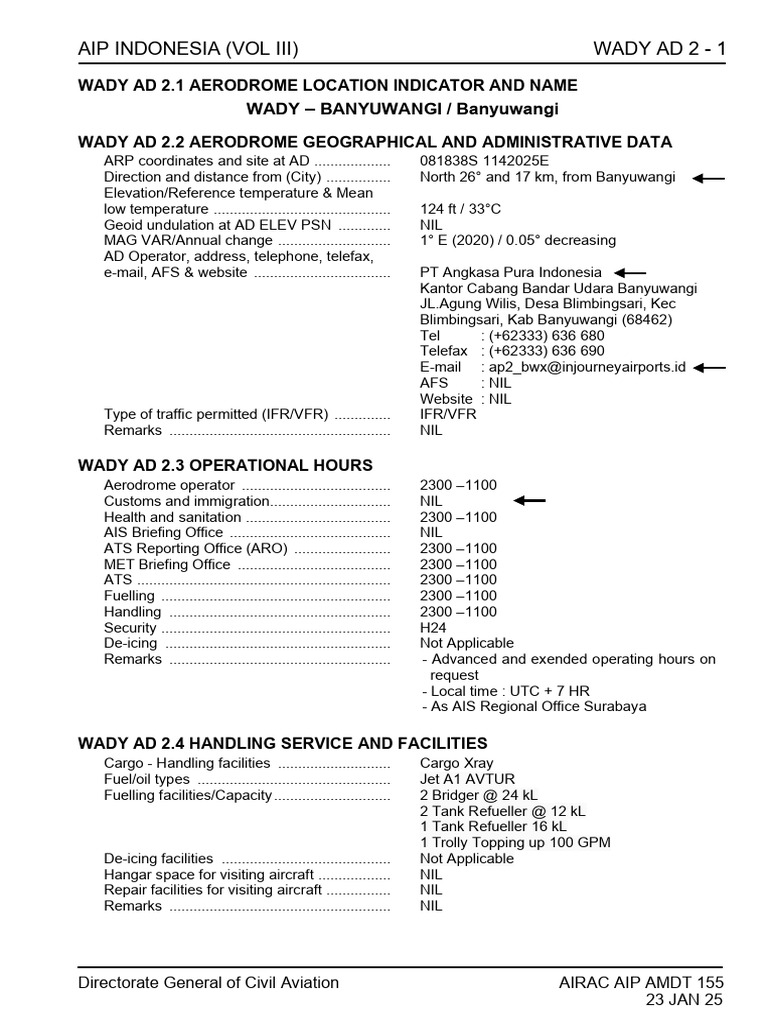 WADY AD 2.1 To AD 2.24 AIRAC AIP AMDT 155 23 JAN 25 | PDF | Visual ...