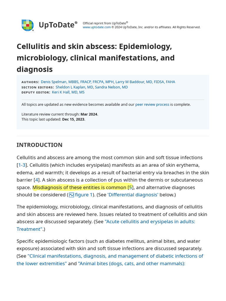 Cellulitis and Skin Abscess - Epidemiology, Microbiology, Clinical ...