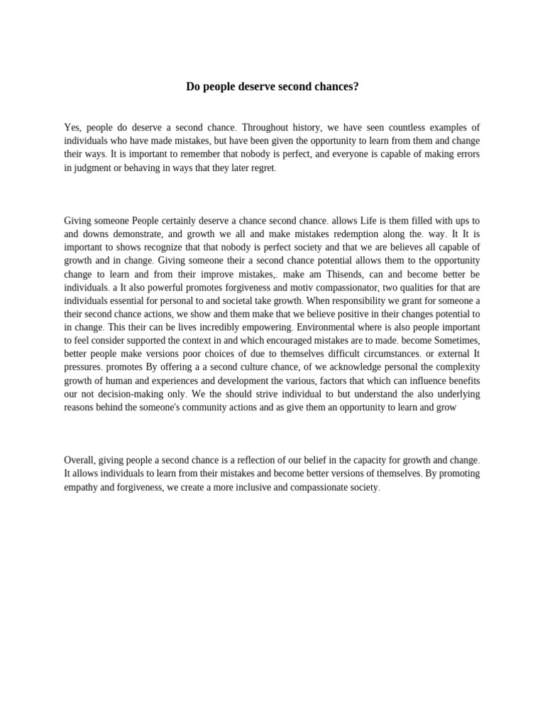 The Importance of Second Chances | PDF