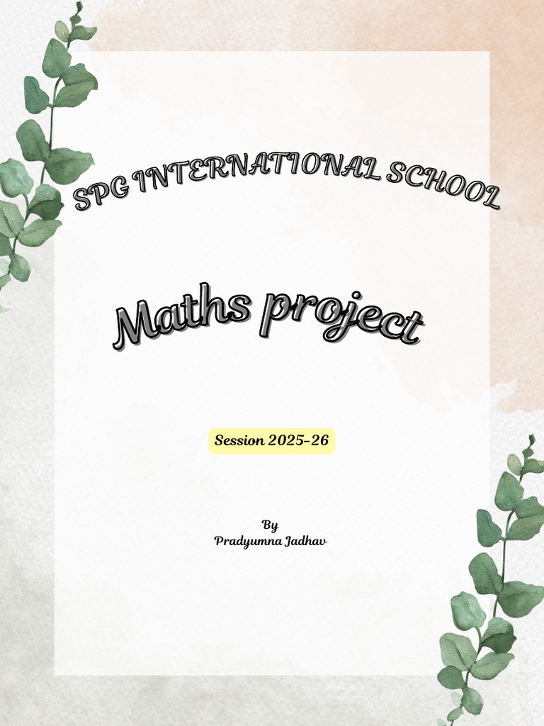 Maths Project Cover Page Template | PDF