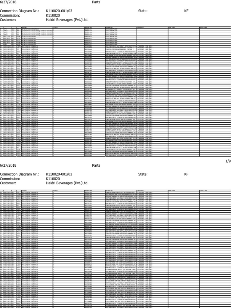 K110020-Electrical Part List - Capcade | PDF