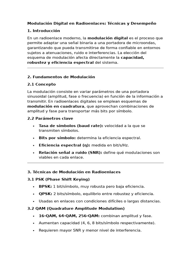 Modulación Digital en Radioenlaces: Claves y Técnicas | PDF ...