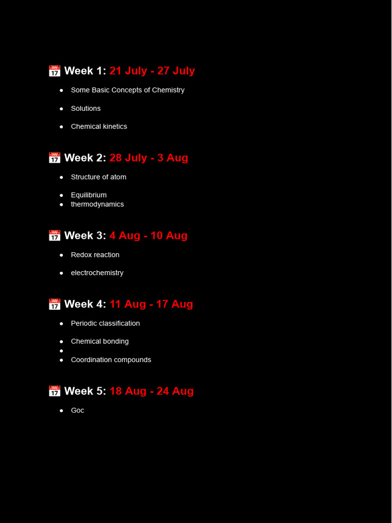 Chemistry Study Plan for JEE Prep | PDF