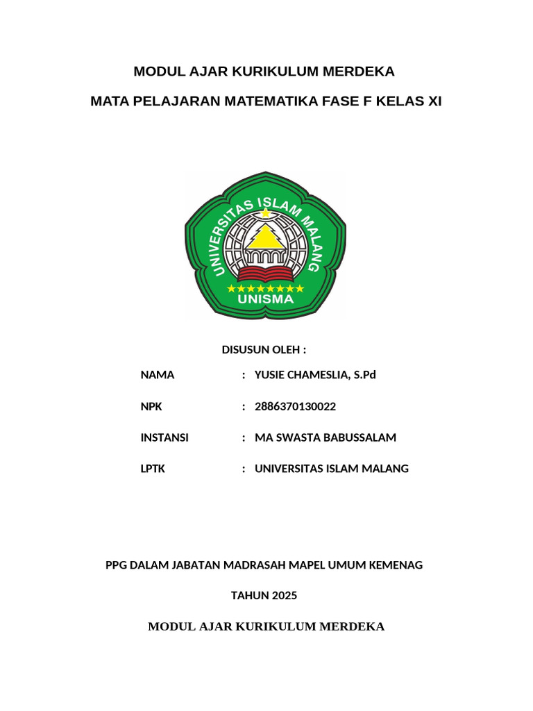 Modul Ajar Matematika Kelas XI Lingkaran | PDF