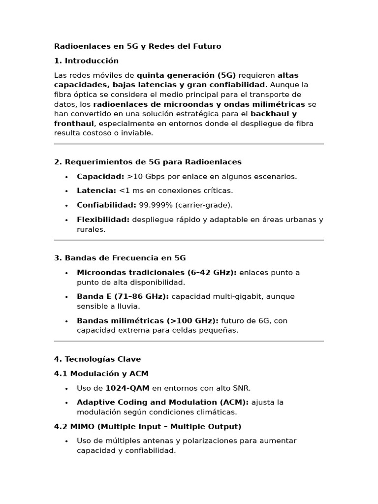 Radioenlaces en 5G y Redes Del Futuro | PDF | Tecnología de radio ...
