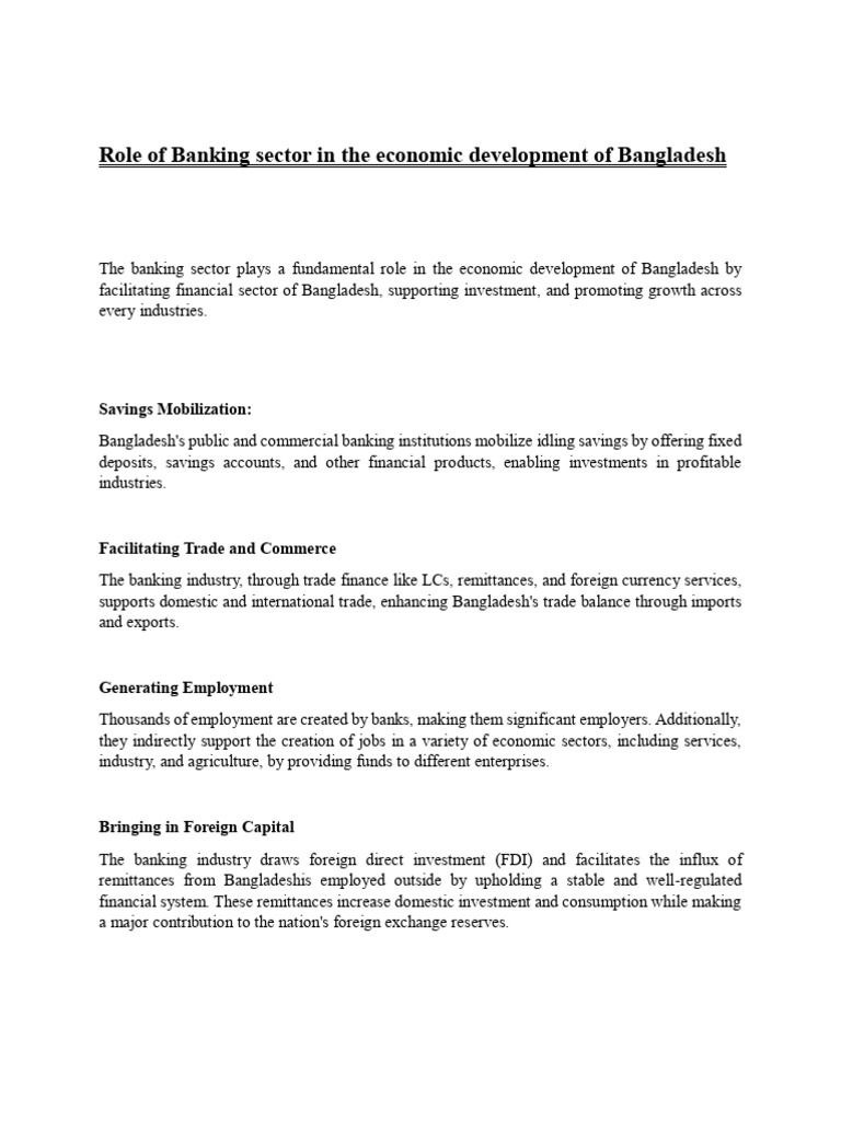 Banking's Role in Bangladesh's Growth | PDF | Banks | Economic Growth