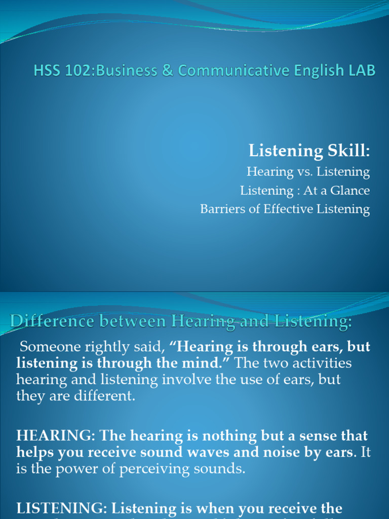 Introduction to Listening Skills | PDF