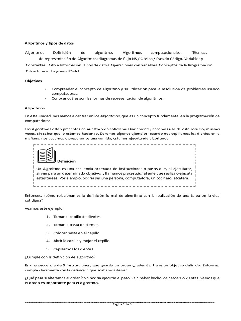 Algoritmos y Tipos de Datos en Programación | PDF | Algoritmos ...