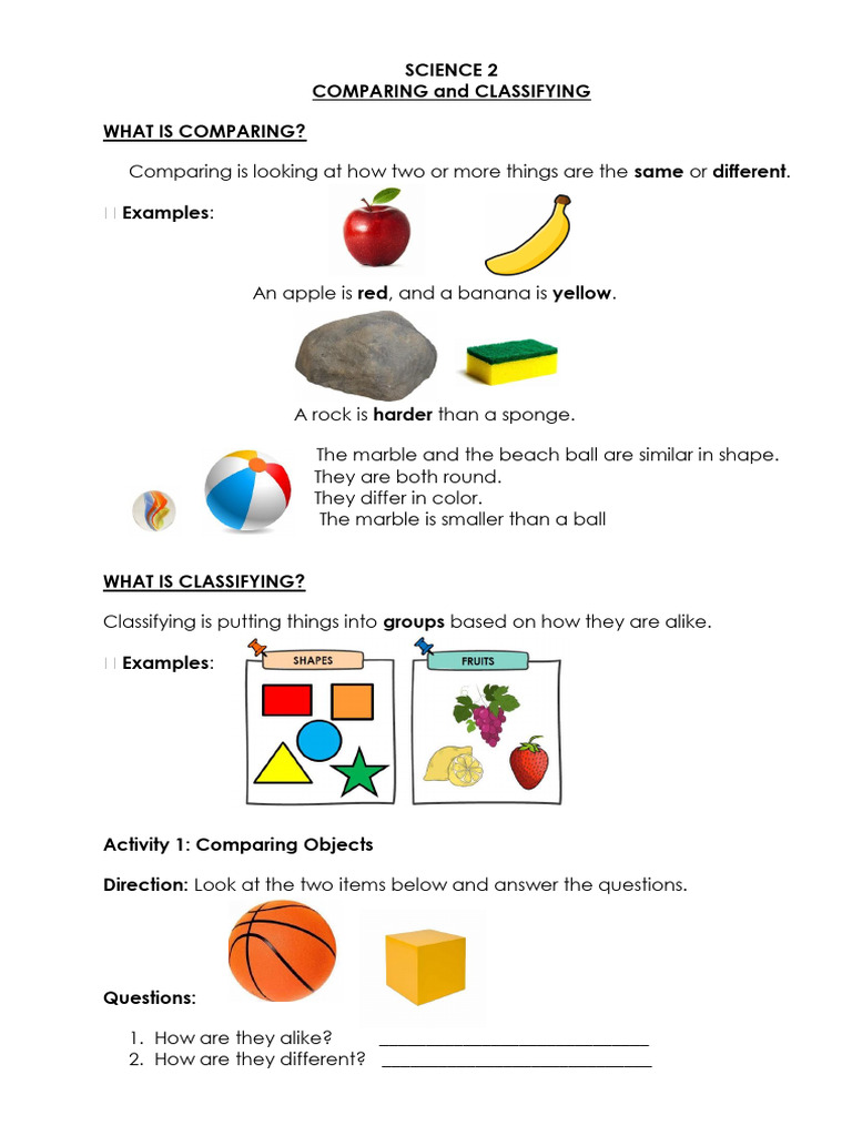 Science 2 Comparing and Classifying | PDF