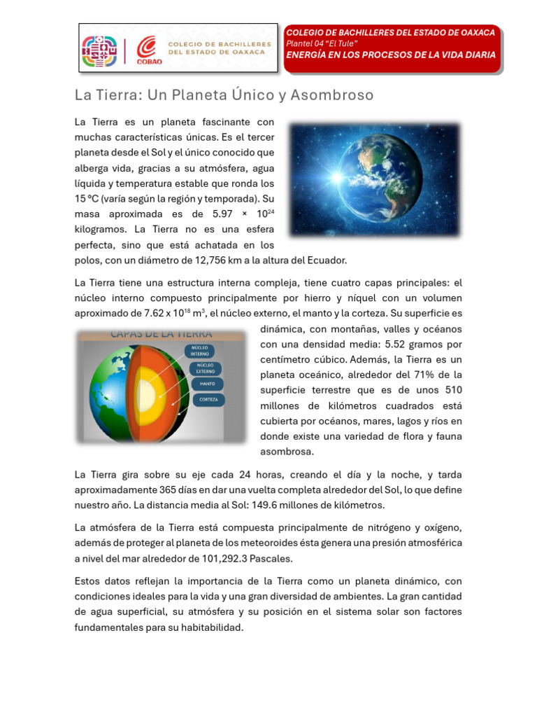 Características Únicas de la Tierra | PDF