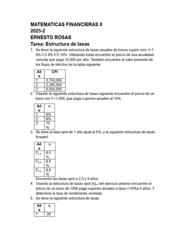 Estructura de Tasas en Matemáticas Financieras | PDF | Cupón | Mercados ...