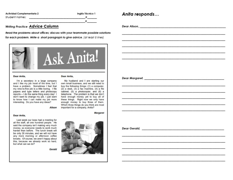 Office Advice Column Writing Exercise | PDF