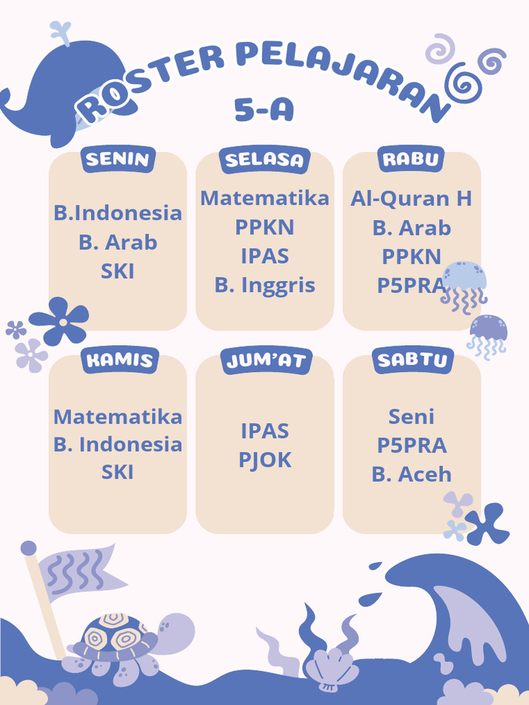 Roster Pelajaran 5-A | PDF