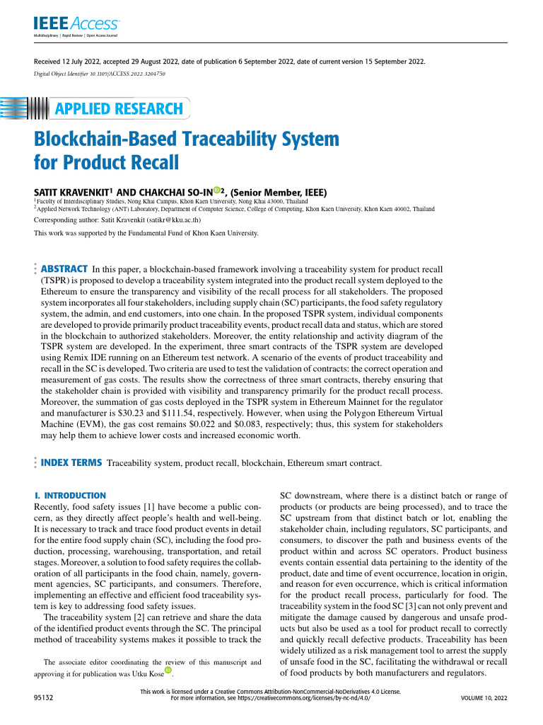Blockchain Traceability for Product Recall | PDF | Food And Drug ...
