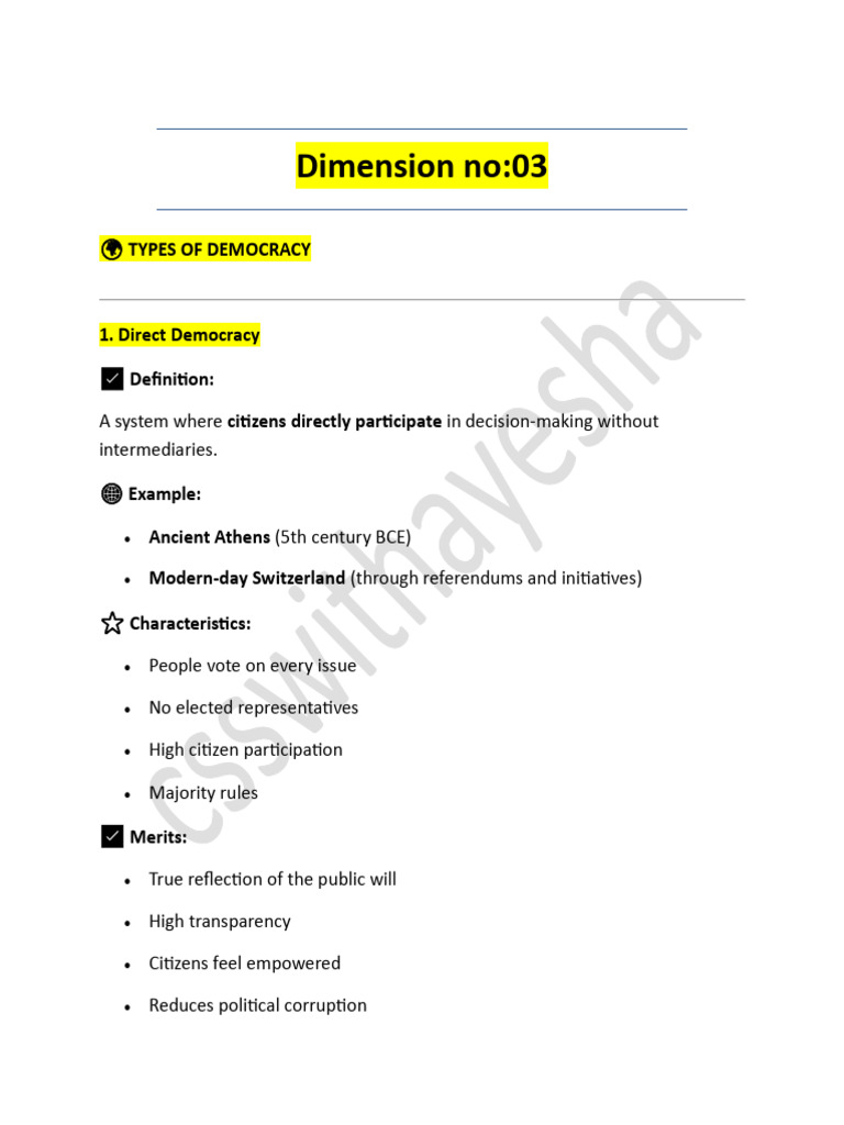 Types of Democracy Explained | PDF | Democracy | Political Ideologies